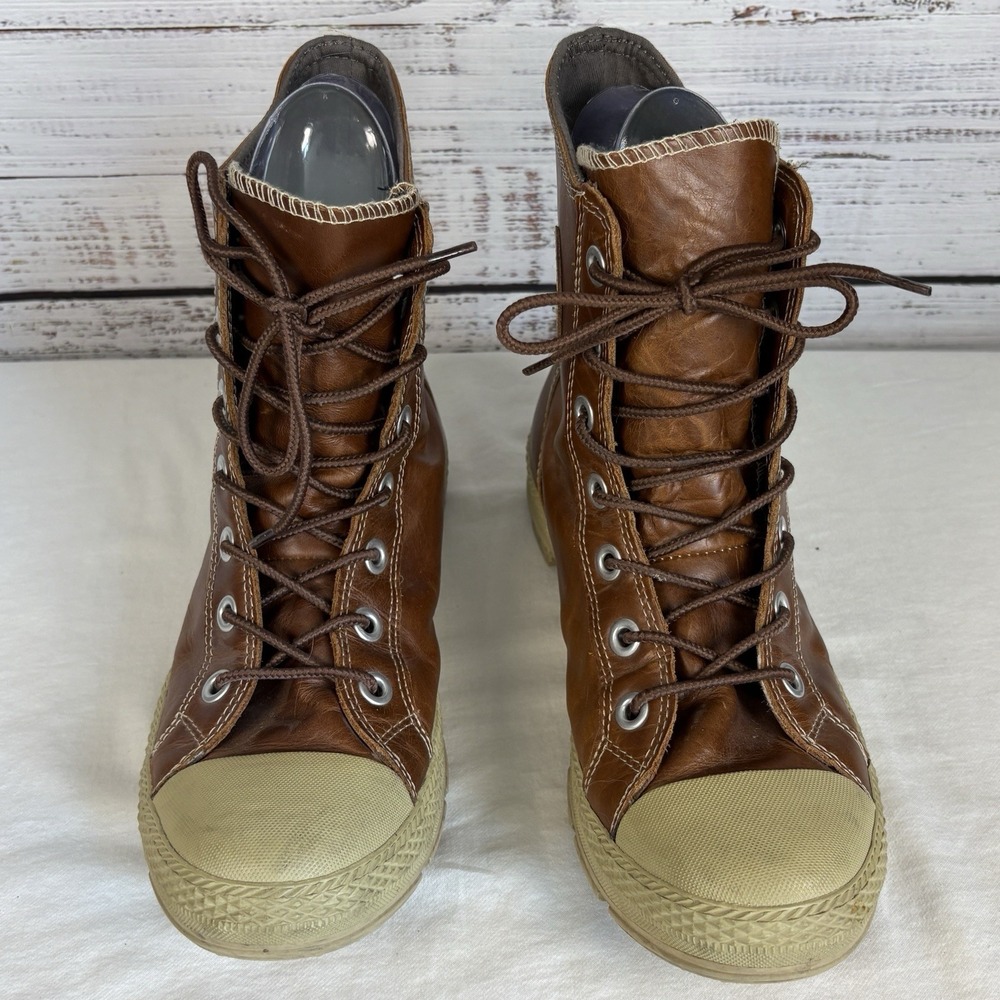 Converse Brown Leather Chukka Boots with Tan Soles - Picture 2 of 6